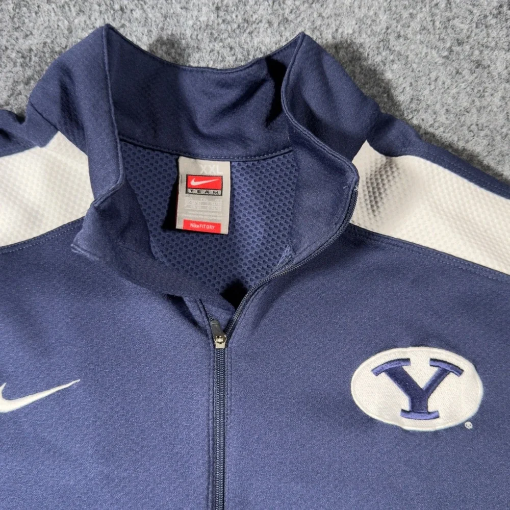 Nike Fit Team BYU Cougars Quarter Zip Pullover Mens XXL Navy Blue